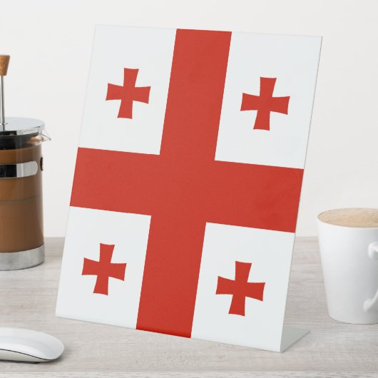 Georgische vlag reclamebord met voetstuk (Insitu)