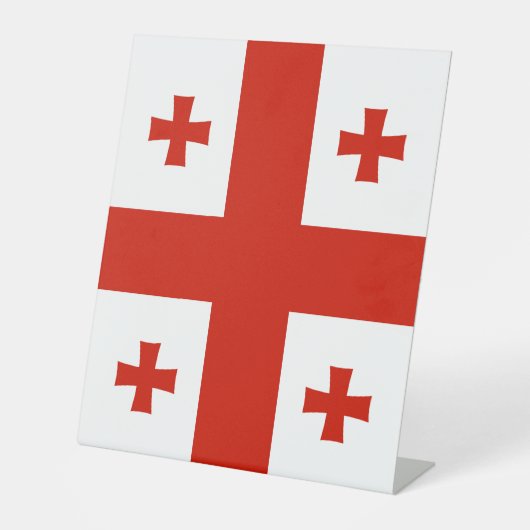 Georgische vlag reclamebord met voetstuk (Voorkant)