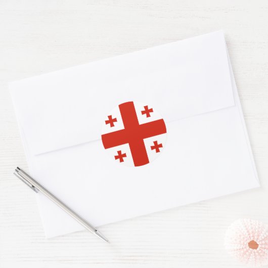 Georgische vlag ronde sticker (Envelop)