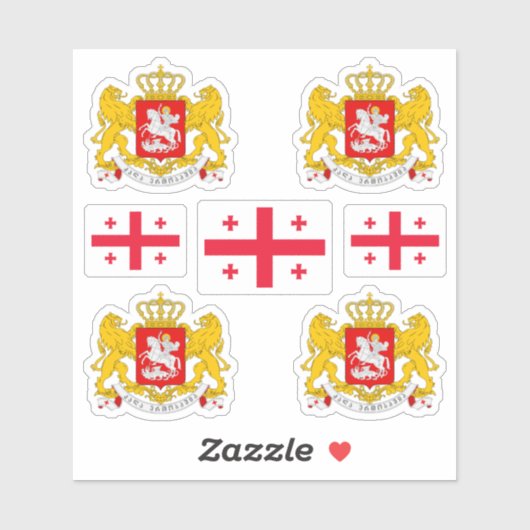 Georgische wapenmantel en vlaggen sticker (Vel)