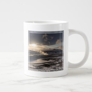 Geothermisch winterlandschap grote koffiekop