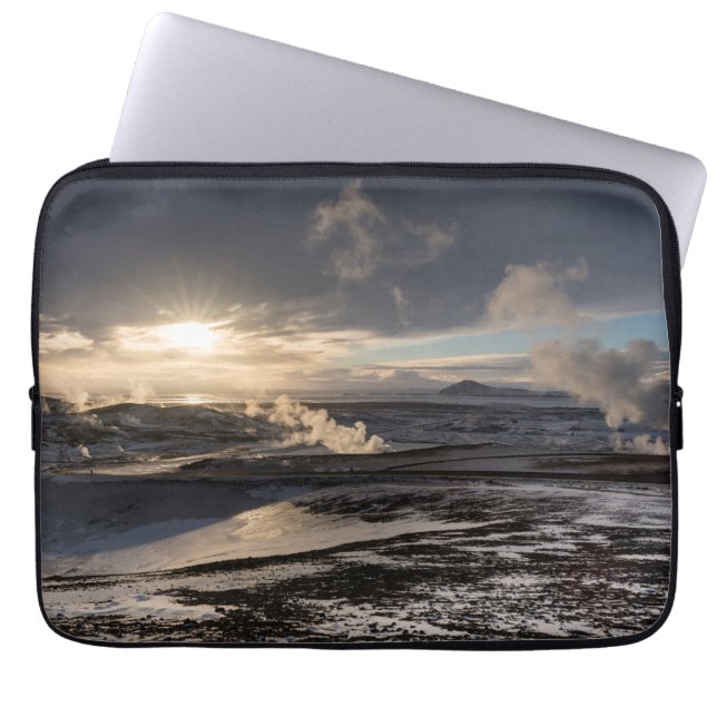 Geothermisch winterlandschap laptop sleeve (Voorkant)
