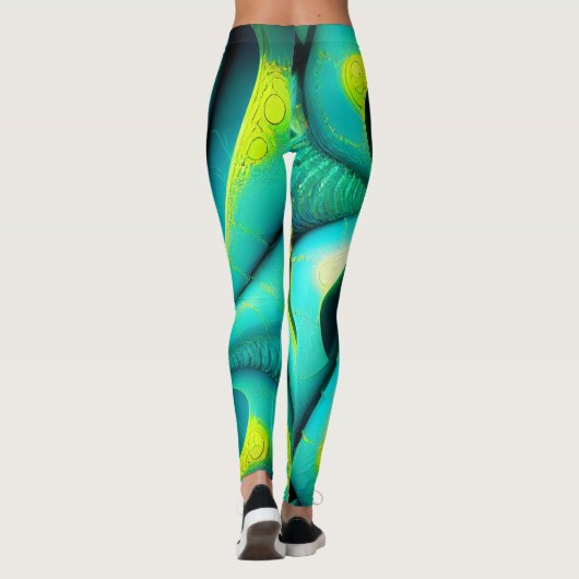 GeoVibe: Groene & Gele Fusie Leggings (Achterkant)
