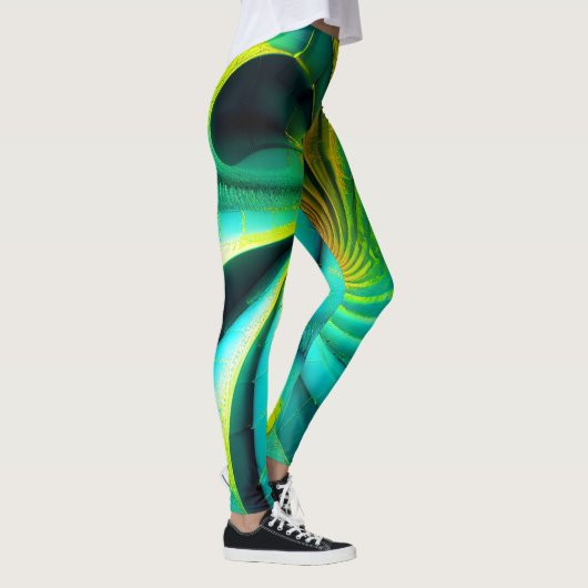 GeoVibe: Groene & Gele Fusie Leggings (Rechts)
