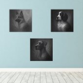 GeoWild Canine Trio – Great Dane, Spaniel & German Muurkunst Sets (Houten vloer)
