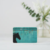 geoxideerd metaal met zwarte paardenkop op een Sja Visitekaartje (Staand voorkant)