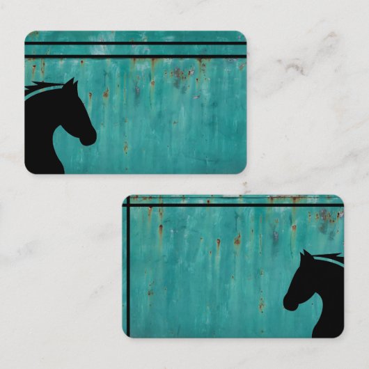 geoxideerd metaal met zwarte paardenkop op een Sja Visitekaartje (Voorkant / Achterkant)