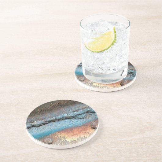 Geoxideerd metaal zandsteen onderzetter (Zijkant)