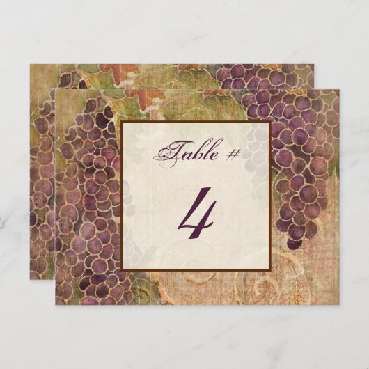 Gepaasde wijnbouw Tabelnummer Kaart (Voorkant / Achterkant)