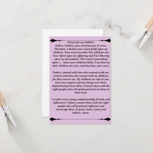 Gepaat voor mijn kinderkaart kaart (Voorkant / Achterkant in situ)