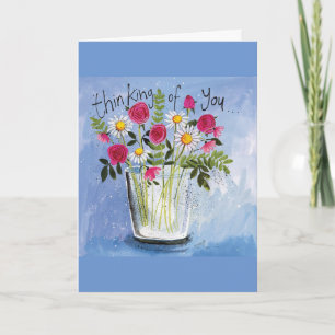 GEPAINTEERDE HARTZENDEN "DENKEN AAN JE BIRTHDAAGSE KAART
