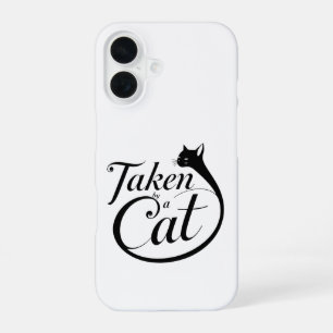 Gepakt door een Kat ,Minimaal Typografie Design iPhone 16 Hoesje
