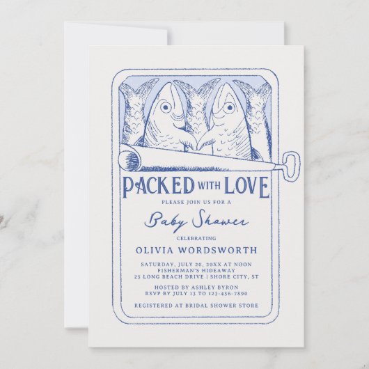 Gepakt met Liefde Visser Kern Baby Shower Kaart (Voorkant)
