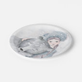 Gepantserd Beer en meisjeskerst Papieren Bordje (Gekanteld)