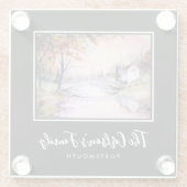 Gepantserde Brug omherfst Waterverf het Schilderen Glazen Onderzetter (Achterkant)