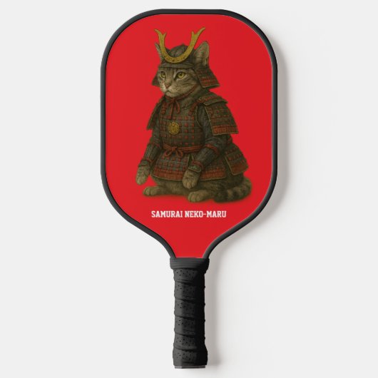 Gepantserde Cat Warrior Illustratie Pickleball Paddle (Voorkant)