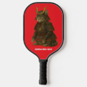 Gepantserde Cat Warrior Illustratie Pickleball Paddle (Achterkant)