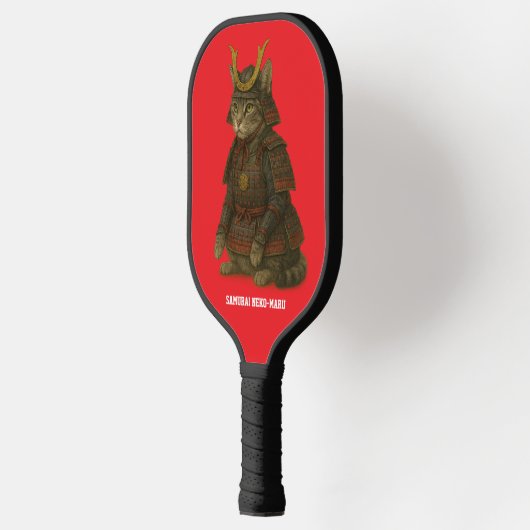 Gepantserde Cat Warrior Illustratie Pickleball Paddle (Links)