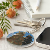 Gepantserde Cat Warrior Illustratie Sleutelhanger (Voorkant Rechts)