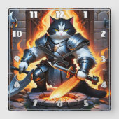 Gepantserde kat bereidt zich voor op de strijd in  vierkante klok (Voorkant)