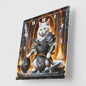 Gepantserde kat met zwaard en schild vierkante klok (Hoek)