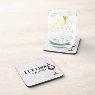 Gepantserde rode wijn op gewitwaserd hout bier onderzetter