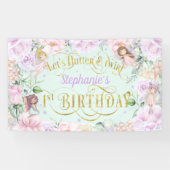 Gepantserde tuin Fairy, eerste verjaardag achtergr Spandoek (Horizontaal)