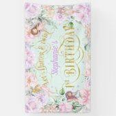 Gepantserde tuin Fairy, eerste verjaardag achtergr Spandoek (Verticaal)