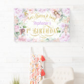 Gepantserde tuin Fairy, eerste verjaardag achtergr Spandoek (Insitu)