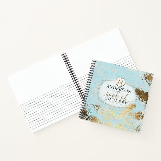 Gepapelde namaakgoudvlok, gepersonaliseerd recept notitieboek (Binnen)