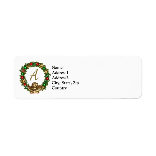 Geparafeerde engel en krans etiket (Voorkant)