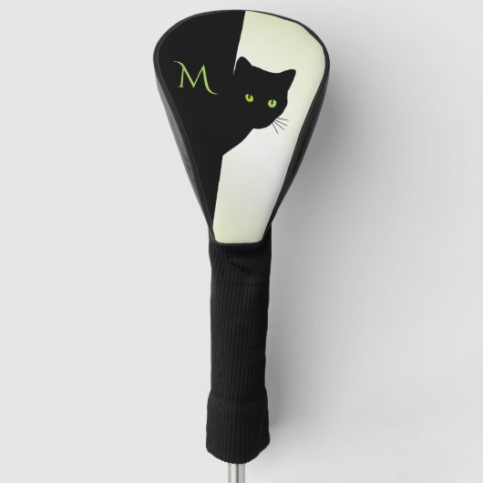 Geparafeerde Green Eyed Black Cat Golfheadcover (Voorkant)