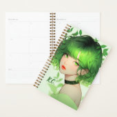 Geparafeerde Groene Gothic Kpop Anime Meisje Aange Planner (Display)