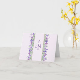 Geparafeerde Paarse bloemgevouwen blanco Kaart