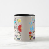 Geparfumeerde bloemensplash grijs mok (Midden)