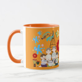Geparfumeerde bloemensplash oranje mok