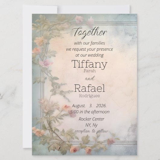 Geparfumeerde Tuin Flat bruiloft uitnodiging (Voorkant)