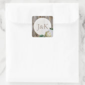Geparineerde Rustic Wood White Rose Wedding Sticke Vierkante Sticker (Tas)