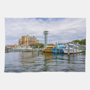 Geparkeerde Boten Destin Florida Harbour Keuken Ha Theedoek