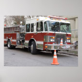 Geparkeerde Red Fire Engine Poster (Voorkant)