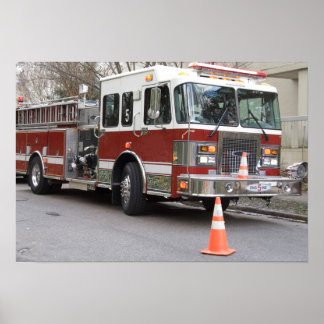 Geparkeerde Red Fire Engine Poster