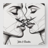 Gepassioneerd Lesbisch Kussen Elegant Vierkante Klok (Voorkant)