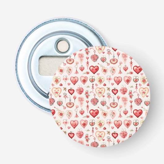 Gepassioneerd Palet: Valentijn Versieringen Button Flesopener (Voorkant)