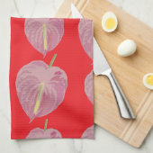 gepassioneerd roze anthuriumpatroon theedoek (Quarter Fold)