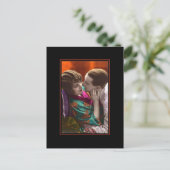 gepassioneerd stel vintage retro briefkaart (Staand voorkant)
