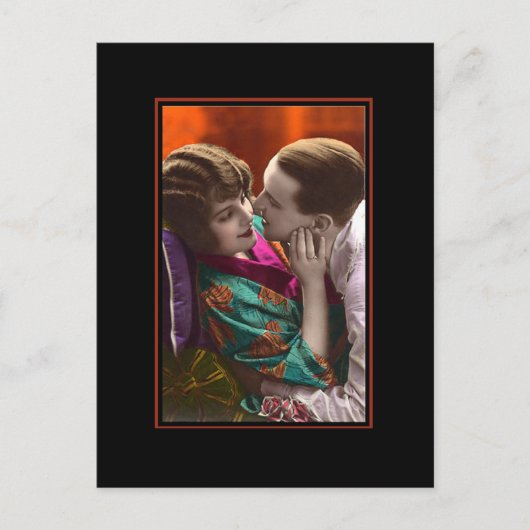 gepassioneerd stel vintage retro briefkaart (Voorkant)
