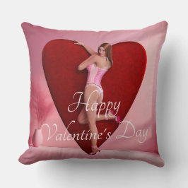 Gepassioneerd Valentijn's Day Meisje in een Korset Kussen