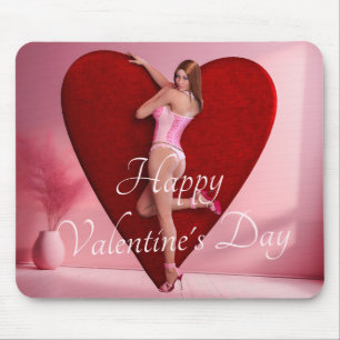 Gepassioneerd Valentijn's Day Meisje in een Korset Muismat