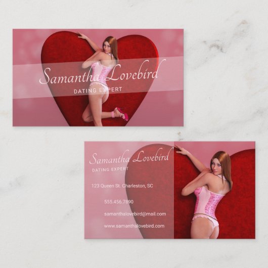 Gepassioneerd Valentijn's Day Meisje in een Korset Visitekaartje (Voorkant / Achterkant)