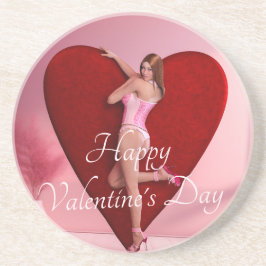 Gepassioneerd Valentijn's Day Meisje in een Korset Zandsteen Onderzetter